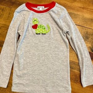 Dinosaur Valentines Long Sleeve Shirt - Boys Appliqué- Size 5